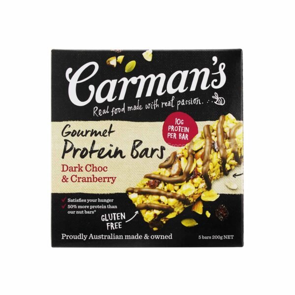Carman's Dark Choc & Cranberry Gourmet Protein Bar 200g